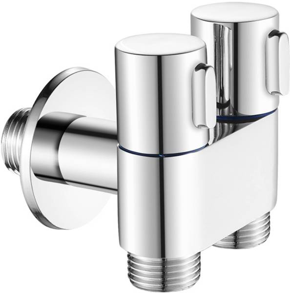 Fossa AV-001 2 in 1 Angle cock with Flange Brass Chrome Finish For Bathroom Wash Basin Toilet Angle Cock Faucet
