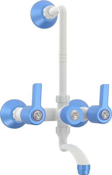 R. N. RNWIN19A19 PTMT Plastic 3-1 L-Bend Wall Mixer, Connect with Overhead Shower, for Hot & Cold Wall Mixer Faucet