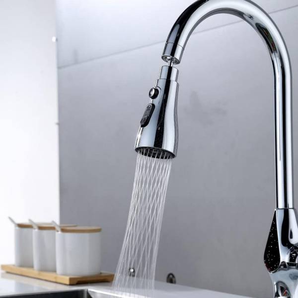 COSWARE 3-Mode Kitchen Water Faucet, 360 Degree Rotation Sink Sprayer Head, Multi Functional Kitchen Anti Splash Long Aerator Spray Faucet Top (Pack o...