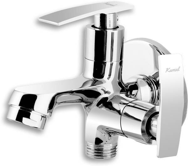 KAMAL Two way Bib tap Vista (Eco) | Aerator & Std 1/2" BSP Outlet for health faucet washing machine | Std 1/2" BSP Inlet | Passion Bib Cock 2 Way Brass with Flange Twin Elbow Valve Faucet