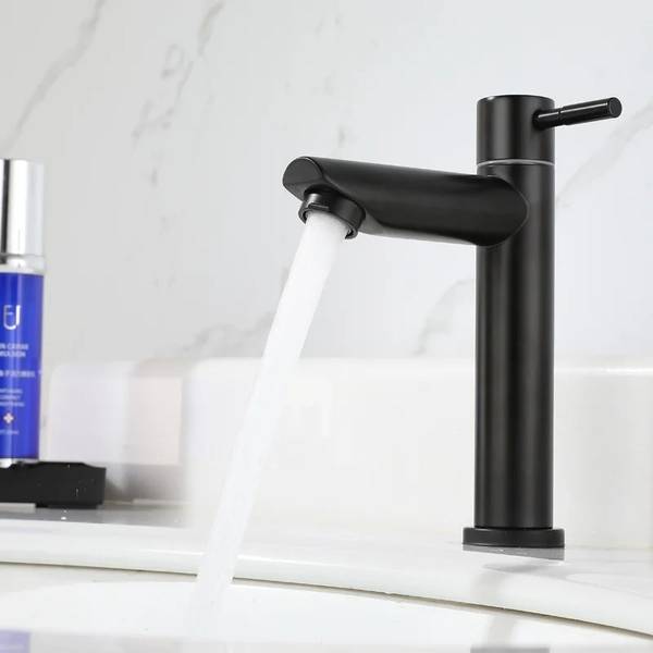 Kyari - TALL Black 12 inch Table Top Desk Mount Pillar Tap - For Bathroom/ Washbasin/ TableTop/ Basin/ Deckmount Pillar Tap Faucet
