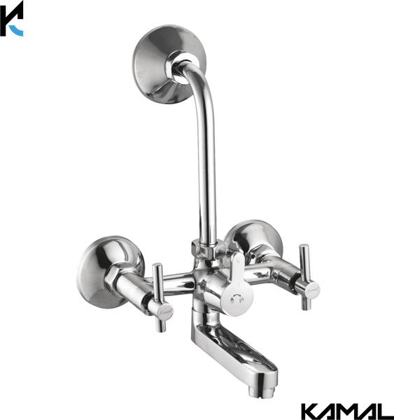 KAMAL Wall Mixer - Tarim Admire Spout with Wall Flange | Premium Chrome Finish with Provision For Overhead Shower Connection & Long Bend Pipe Easy to ...