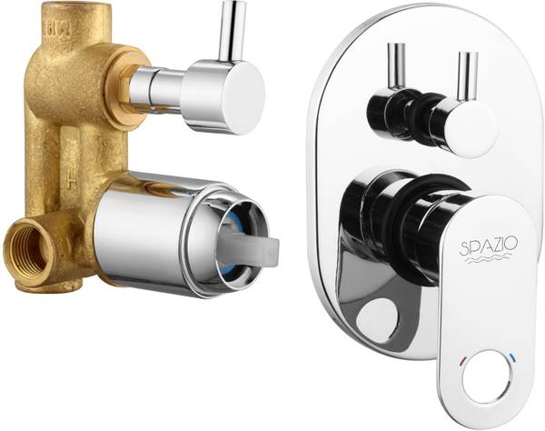 Flipkart SmartBuy Prime Brass Single Lever 4 Way / 2 Inlet Concealed Body High Flow Diverter With Exposed Parts Kit Complete Set, Chrome Finish, For B...
