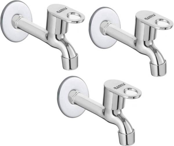 Ramya Max Long Body Tap Pack OF 3 Stainless Steel Brass Disc Premium Quality For Bathroom And Kitchen Chrome Plated Bib Tap Faucet
