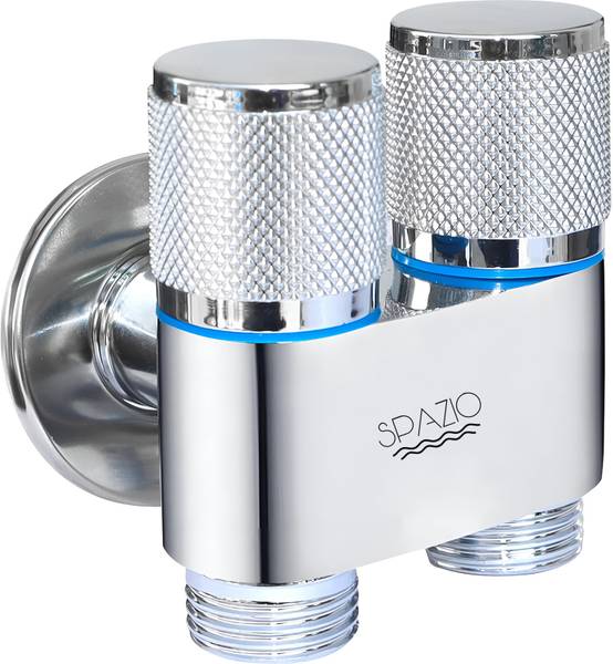 Spazio SmartBuy 2 in 1 Angle Cock Silver | Angle Valve | 2 Way Angle Cock (Pack of 1) For Bathroom/Wash Basin Taps With Wall Flange Angle Cock Faucet