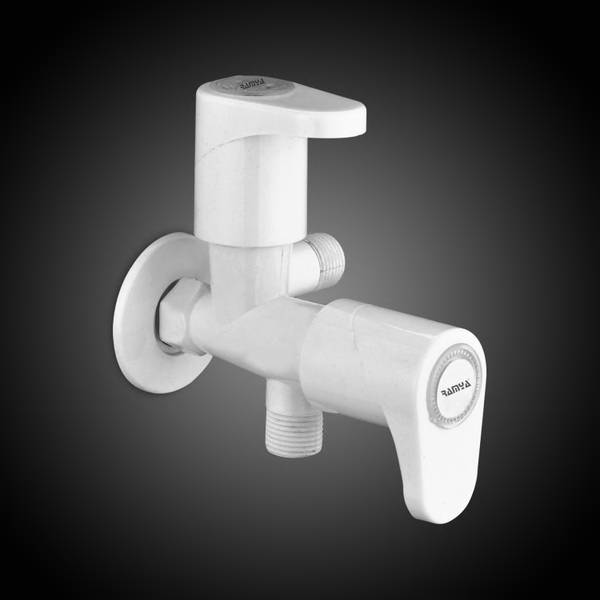 Ramya Alive Angle Cock 2 Way Tap PTMT Faucet with Flange Hot And Cold Water Tap Twin Elbow Valve Faucet