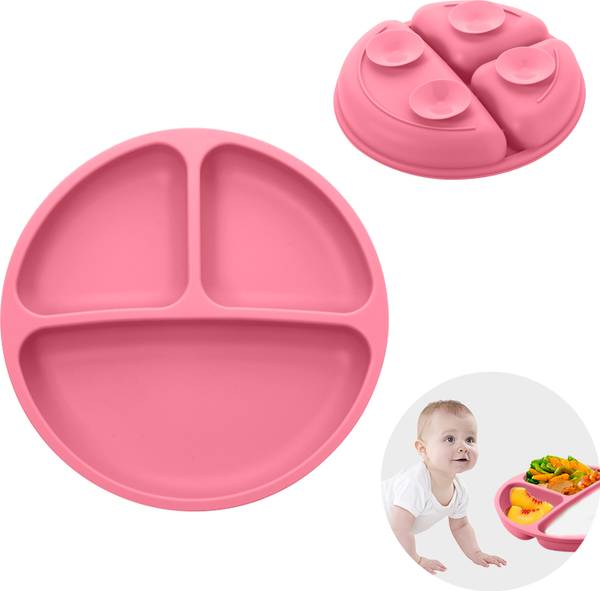 TONY STARK Silicone Suction Plate, 4 Strong Suction Cups for Baby,Kids,Toddler for Feeding - Silicone