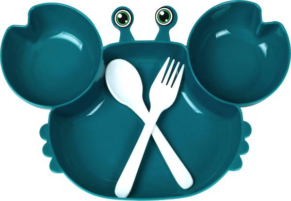 naughty kidz Baby Feeding Set for Kids and Toddlers-Includes Plate,Fork and Spoon Utensil Set - Food Grade PP(BPA Free)-Durable, Dishwasher Safe