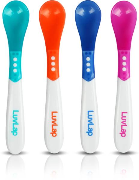 LuvLap Heat Sensitive Baby Feeding Spoon Set of 4, BPA Free material - Hard silicon