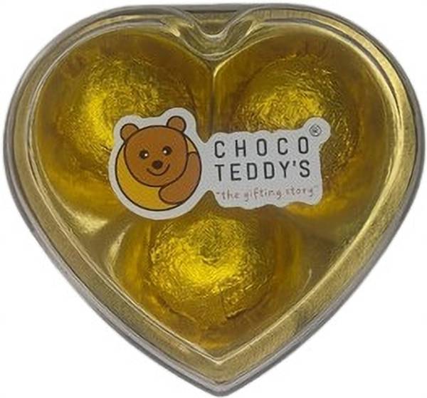 CHOCO TEDDY'S Heart Mini Box- Peanut filling 3nos truffle Plastic Gift Box