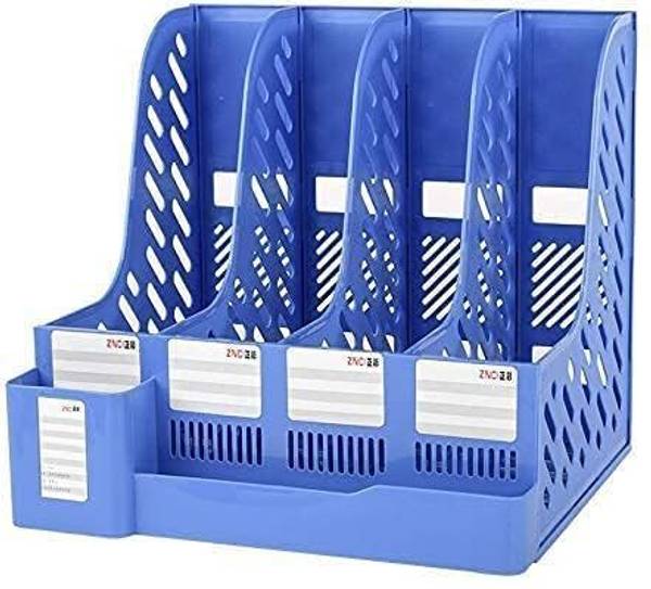 Gnexin Plastic Desktop Magazine Holder Desk File Organizer 4 Section Dividers Book Holder