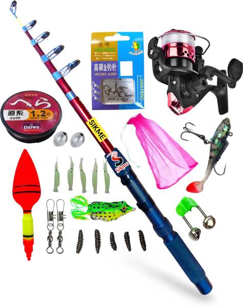 Sikme Ultimate Angler's Arsenal: 7Ft 210cm Rod & Reel Combo Set with Complete Fishing Kit Red Fishing Rod