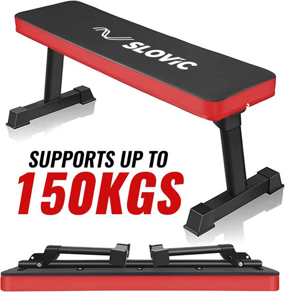SLOVIC Foldable Flat Fitness Bench  Heavy Duty, Space-Saving Design Duty| Home Gym Flat Fitness Bench