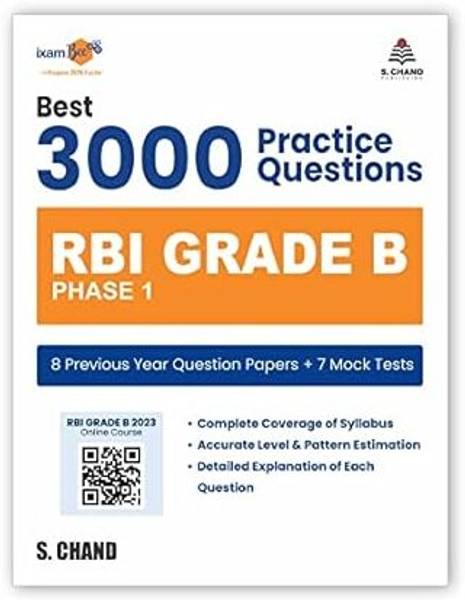 Best 3000 Practice Questions RBI Grade B Officer's Phase 1 Exam Book 2023 | 8 Previous Year Question Paper (PYQ) + 7 Mock Tests | Solved Paper | Onlin...