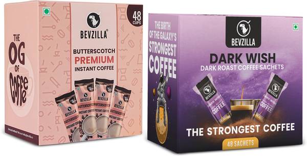 Bevzilla 48 Sachet Coffee Powder (Butterscotch), 48 Sachet Coffee Powder (Dark Wish) Combo