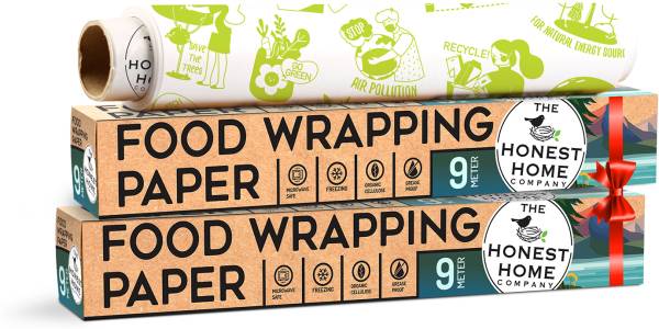 The Honest Home Company Reusable Food Wrapping Paper 9Mtr Roll - Pack Of 2 - Non Stick, Oilproof Parchment Paper