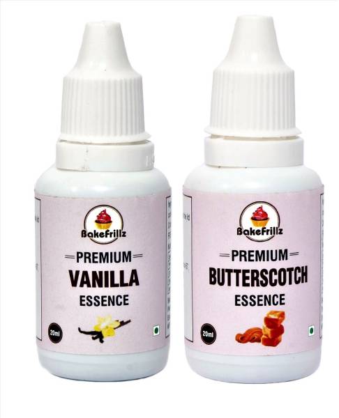 Bakefrillz Vanilla & Butterscotch Essence Food Flavour for cake ice cream, 20 ml x 2 Vanilla Liquid Food Essence