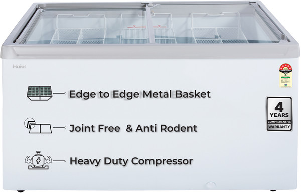 Haier 405 L Double Door Glass Top Deep Freezer