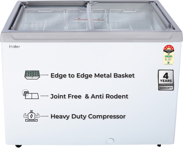 Haier 295 L Double Door Glass Top Deep Freezer