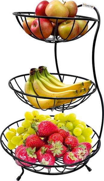 Verito 3 Tier Steel Fruit & Vegetable Basket for Kitchen-Fruit Basket for Dining Table Steel Fruit & Vegetable Basket