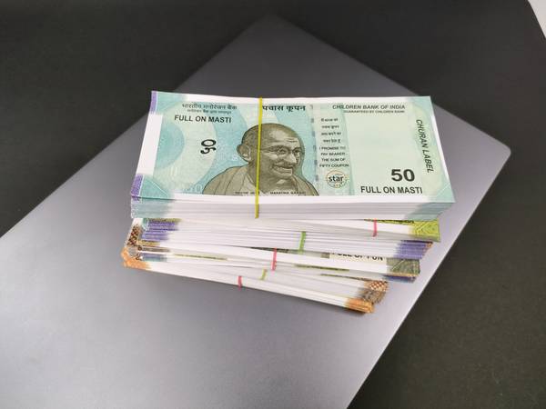 Velinor Educational Toy for Children: Playful Indian Rupee Currency Notes Set - 120 Multicolor Fake Bills of 10, 20, 50, 100, 200, 500 Denominations G...