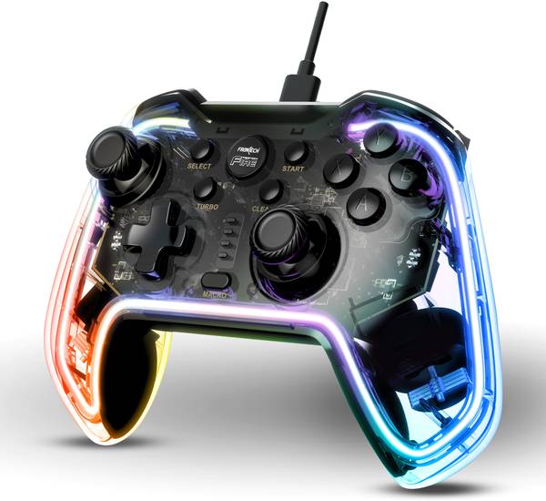 Frontech Wired Type-C Gaming Controller |Dual Vibration Motors | RGB Light (GP-0001) USB Gamepad