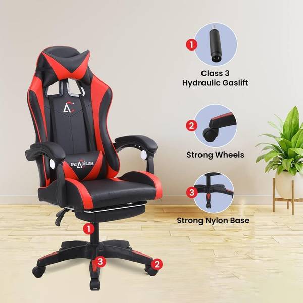 KOZEN Gaming Chair,Retractable Footrest,135 Recliner,Ergonomic,Class 3 Gas Lift,Red Gaming Chair