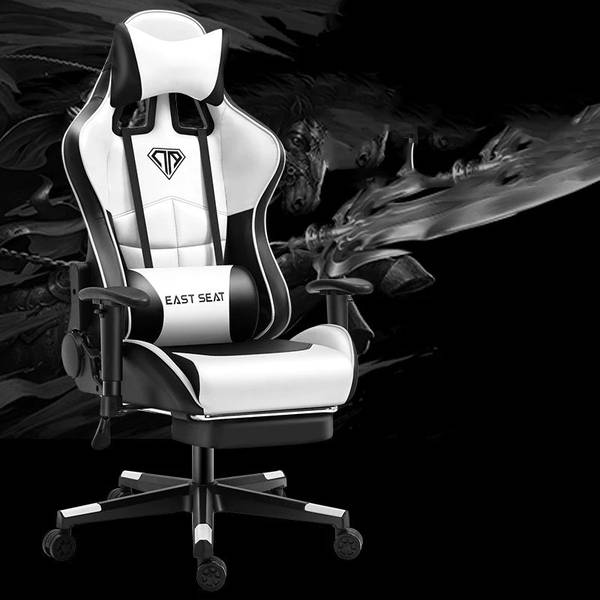 Upmarkt Pro Gamer Racing Style Ergonomic Gaming Chair White Gaming