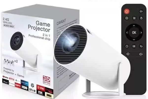 HG WORLD M300 Max 2in1 Mini Projector HD 4K With 2.4G 2 Wireless Remote Video Game For TV with Plug & Play, Home Theater & Gaming Consoles for tv 64 G...