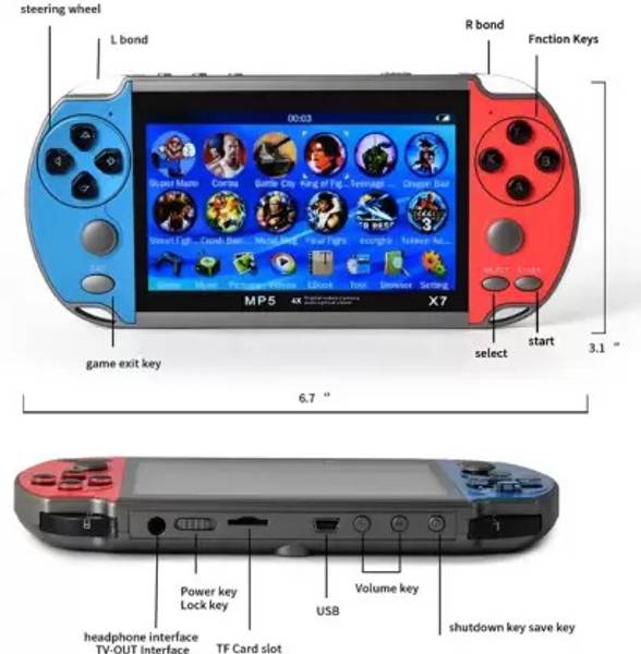 NextTech X7 PSP Game Console:Unlock The Power of 1000+ Games and Nostalgic Memories YR-21 8 GB with 1000+ Games