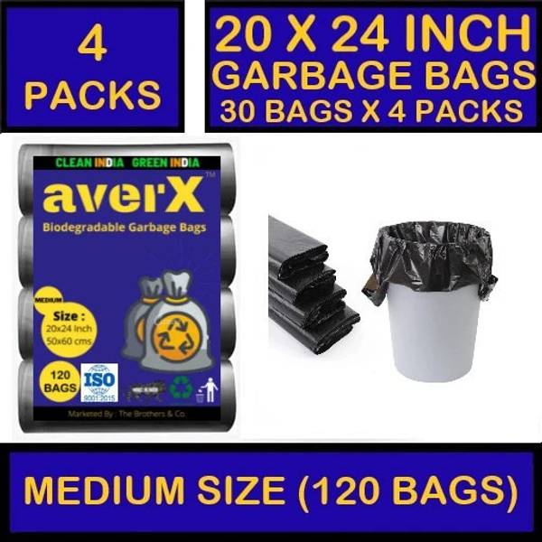 averX OXO-Biodegradable Black Garbage Bag for Home - 20x24 inches (Pack of 4, 120 Pieces, Medium Size) Premium Quality Medium 24 L Garbage Bag Pack Of...