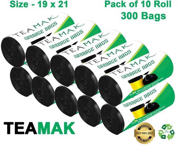 KALP CRAZE Black Garbage Bags 19x21 inches (Pack of 10, 300 Pieces, Medium) Medium 12 L Garbage Bag Pack Of 300
