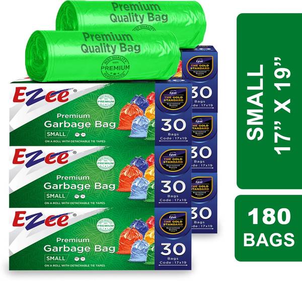 EZEE Dustbin Bag|17'' x 19''|30Bagsx6Roll|Leak-Proof & 2X Strong|For Dry & Wet Waste Small 15 L Garbage Bag Pack Of 180