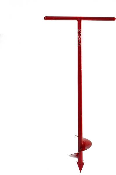 krufe Heavy Duty Post Hole Hand Auger (Single Blade, Red) Garden Tool Kit