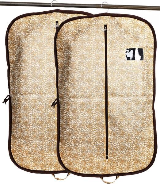 Billion Designer Metalic Printed 2 Pieces Foldable Non Woven Men's Coat Blazer Cover (Gold & Brown) -BILLION38170 BILLION038170