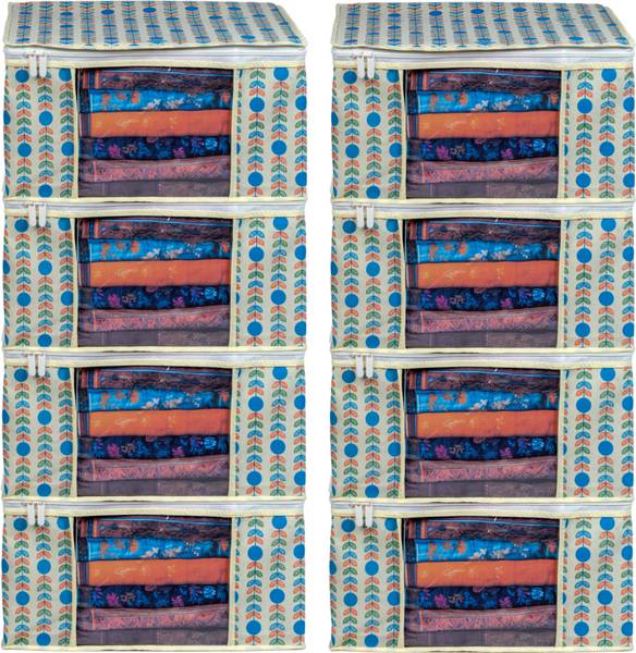 VYORA Cloth storage box Pack of 8 Storage organizer Saree cover Storage bag Cloth bag Organizer box Saree bags Cloth organiser for wardrobe Packing ba...