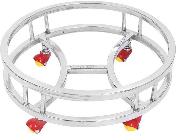 logenta Cylinder Trolley with Wheels|LPG Cylinder Stand Stainless Steel Heavy Material in Silver Colour Heavy Material Gas Cylinder Trolley