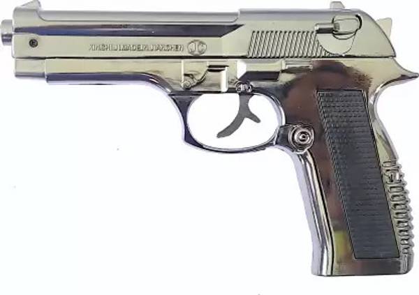 ZipFlame  608 Heavy Metal Pistol Shape Barrel Pull Back System & Leather Holster Steel Gas Lighter