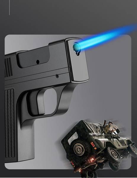 REPISH  Creative Pistol Cigarette Case Powerful Tube Straight Fire Jet Flame Lighter Plastic, Steel Gas Lighter
