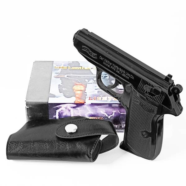 Budwill 5 ABC 508 Black Steel Gun Lighter Steel Gas Lighter Leather Pocket Lighter Steel Gas Lighter