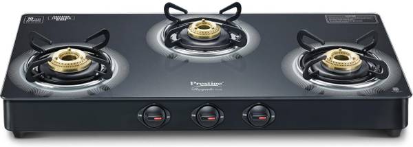 Prestige Royale Plus Series GT03 Toughened Black Square Glasstop ( Tandoor Stand Inside) Glass Manual Gas Stove