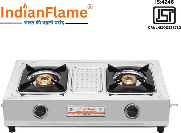 IndianFlame 2 Burner Stainless Steel Manual Gas Stove