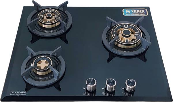 Hindware CASSIA 3B 60CM | Brass Burners | Flame Failure Device | Auto Ignition | Built in Glass Automatic Hob