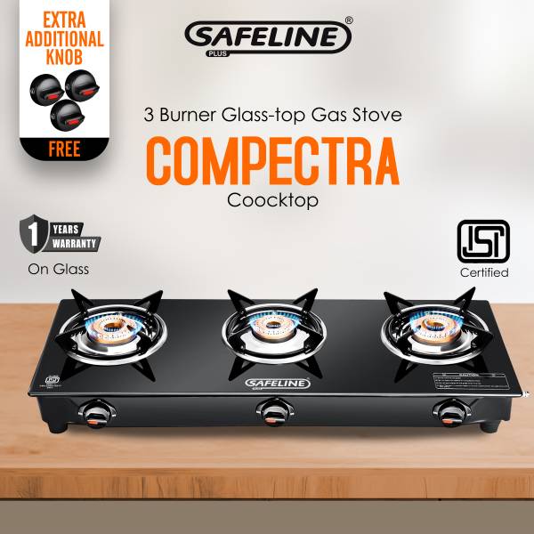 Safeline Plus Compectra Excel Size Glass ISI certified with 2 year warranty Glass Manual Gas Stove
