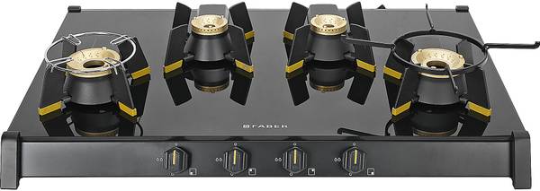 FABER Genius 80cm 4 Burner Liftable Burner Round Pan Support Black ABS Knobs Cooktop Glass Automatic Gas Stove