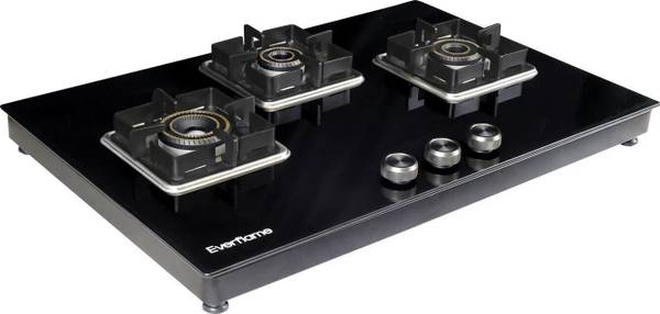 Everflame Accord 3B Gas Stove | Toughened Glass Cooktop | ISI Approved | 8mm Glass Manual Gas Stove