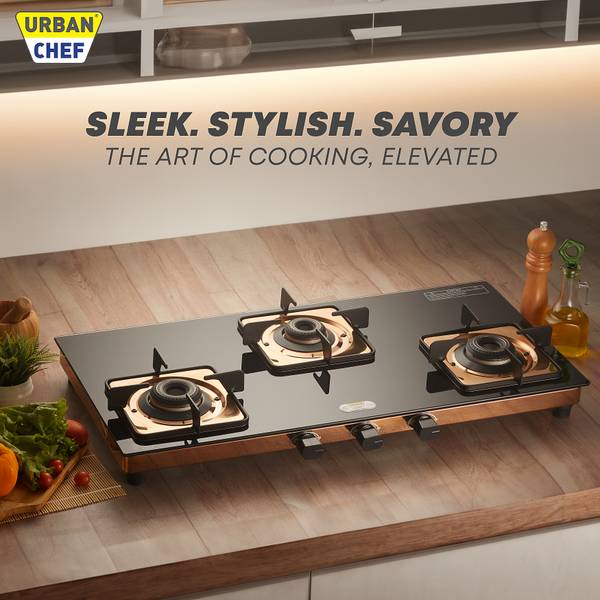 Urban Chef ISI Certified Rose Gold Gas Stove with High Powered Brass