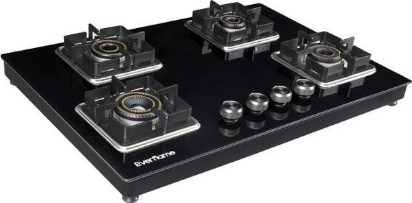 Everflame Accord 4 Burner Glass Cooktop | ISI Approved | 5G Burner | AI Slim | Glass Manual Gas Stove