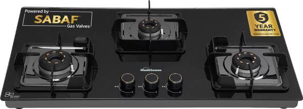 Sunflame 3 Burner Auto-Ignition Hobtop with Sabaf Valve,Forged Burners,Toughened Glass Automatic Hob