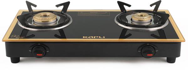 KAPLI Toughened Glass Gas Stove Cooktop Manual| High Efficiency Cast Iron For LPG Glass Manual Gas Stove